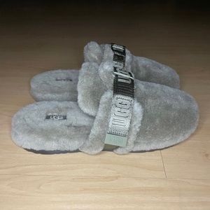 UGG Fluff IT Slippers Sandals Shearling Slide Casual Kahki Green Men's Size 9